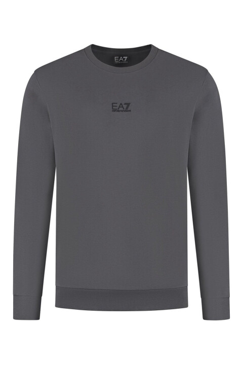 Erkek Tam Kalıp Bisiklet Yaka Logolu Sweatshirt - Gri - Ea7