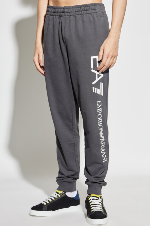 Erkek Tam Kalıp Büyük Logolu Eşofman Altı - Füme - Ea7