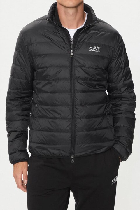 Erkek Tam Kalıp Dik Yaka Şişme Mont - Siyah - Ea7