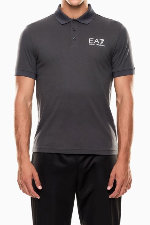 Erkek Tam Kalıp Kısa Kollu Polo Yaka T-Shirt - Füme - Ea7