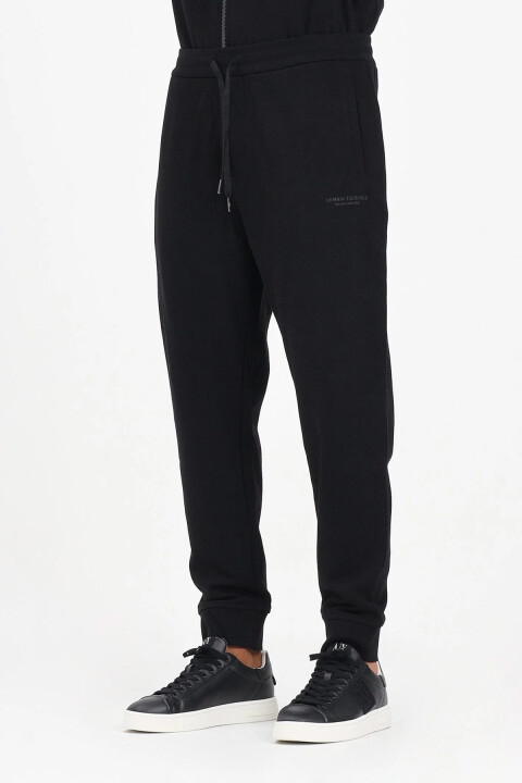 Erkek Tam Kalıp Yazı Logolu Jogger Eşofman Altı - Siyah - Armani Exchange