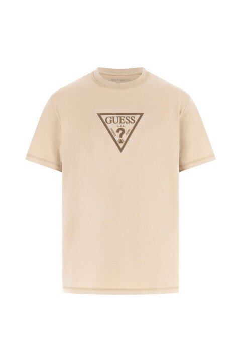 Erkek Terry Regular Fit T-Shirt - Kahverengi - Guess