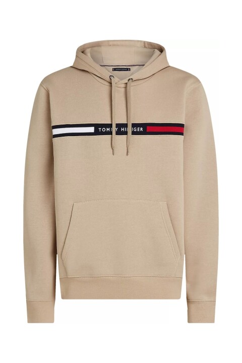 Erkek Th Chest Logo Drawstring Sweatshirt - Bej 