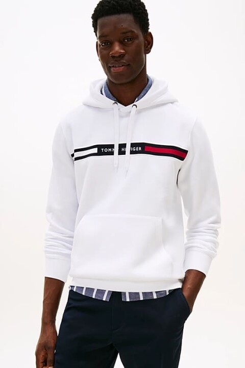 Erkek Th Chest Logo Drawstring Sweatshirt - Beyaz 