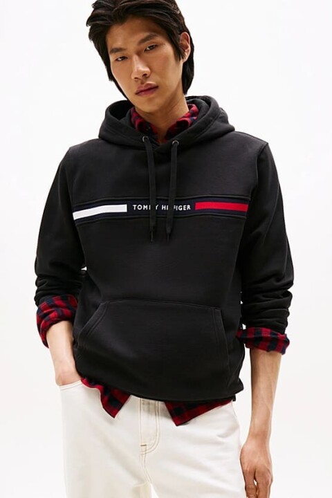 Erkek Th Chest Logo Drawstring Sweatshirt - Siyah - Tommy Hilfiger
