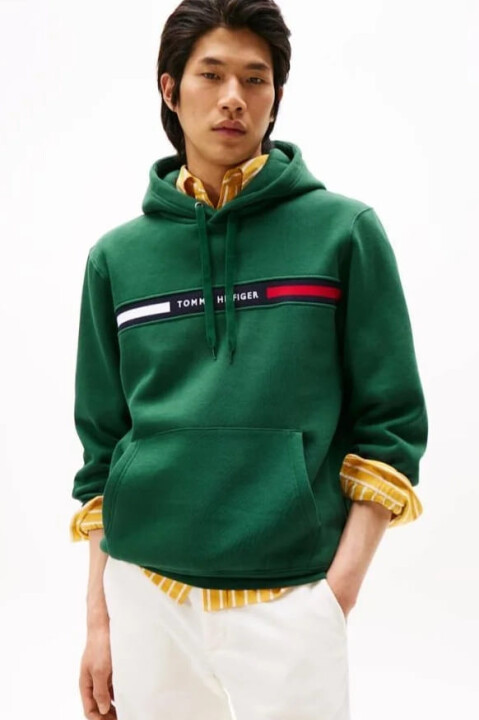 Erkek Th Chest Logo Drawstring Sweatshirt - Yeşil - Tommy Hilfiger