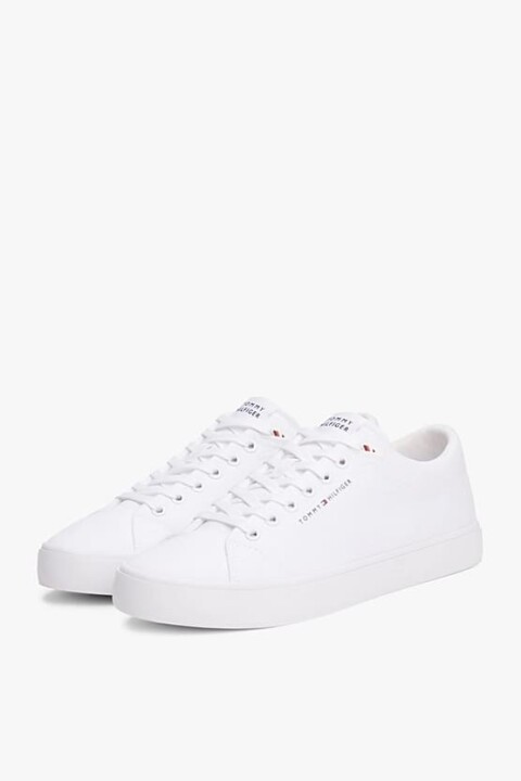 Erkek Th Logo Canvas Sneakers - Beyaz 