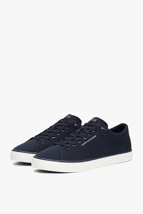 Erkek Th Logo Canvas Sneakers - Lacivert - Tommy Hilfiger