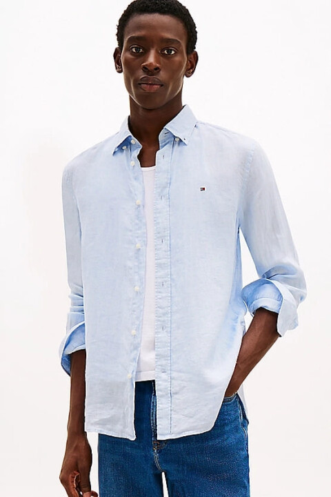 Erkek Th Pigment Dyed Solid Gömlek - Mavi 