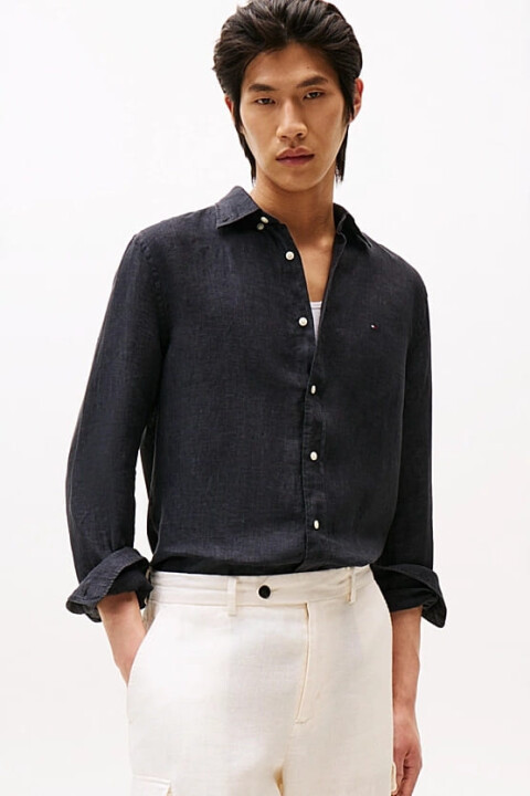 Erkek Th Pigment Dyed Solid Gömlek - Siyah 