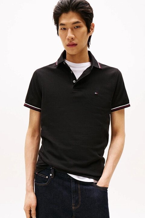 Erkek Th Slim Fit Tipped Polo T-Shirt - Siyah - Tommy Hilfiger