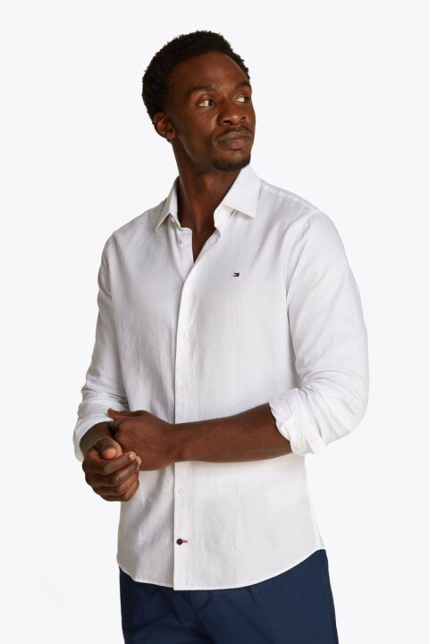 Erkek Th Twill Gömlek - Beyaz - Tommy Hilfiger