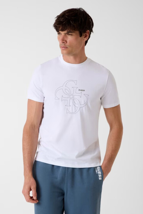 Erkek Tiberio Aktif Oversize Fit T-Shirt - Beyaz - Guess