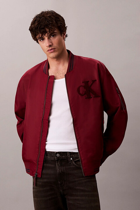 Erkek Tipped Hero Classic Fit Su İtici Bomber Mont - Bordo 