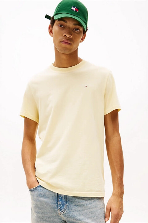 Erkek Tjm Linear Chest T-Shirt - Krem 