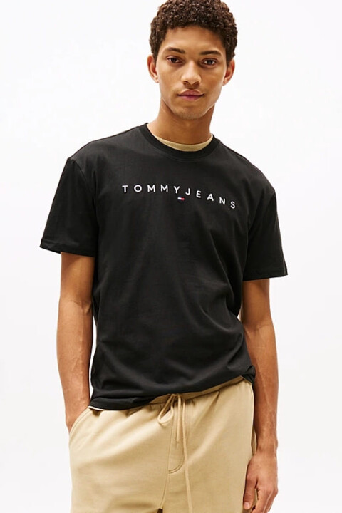 Erkek Tjm Logo Nakışlı T-Shirt - Siyah 