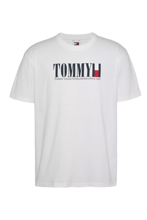Erkek Tjm Reg Tommy Dna Flag Tee Ext T-Shirt-Beyaz 