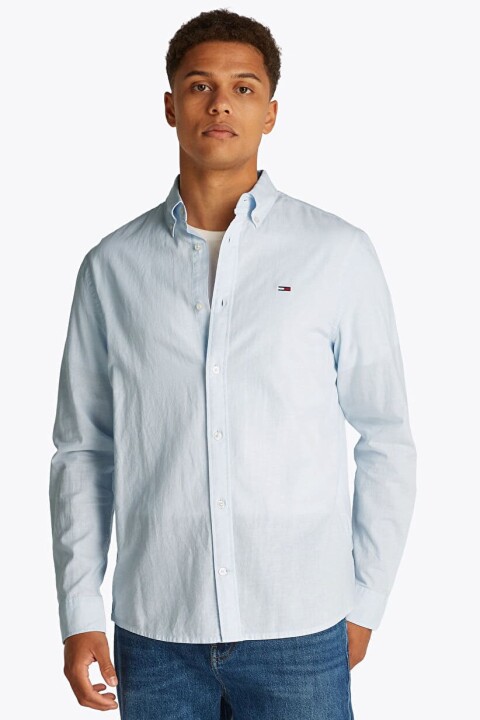 Erkek Tjm Regular Linen Blend Gömlek - Mavi 