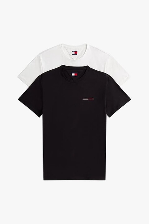 Erkek Tjm Slim 2'li Paket T-Shirt - Ekru/Siyah - Tommy Hilfiger