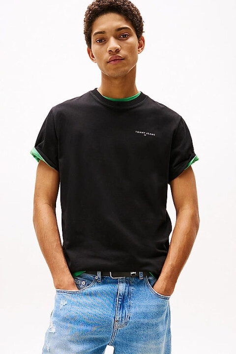 Erkek Tjm Tek Renk T-Shirt - Siyah - Tommy Hilfiger