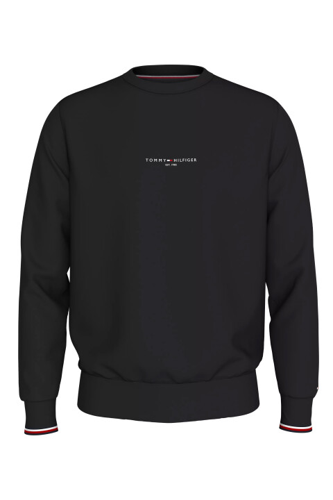 Erkek Tommy Logo Tıpped Crewneck Sweatshirt-Siyah 