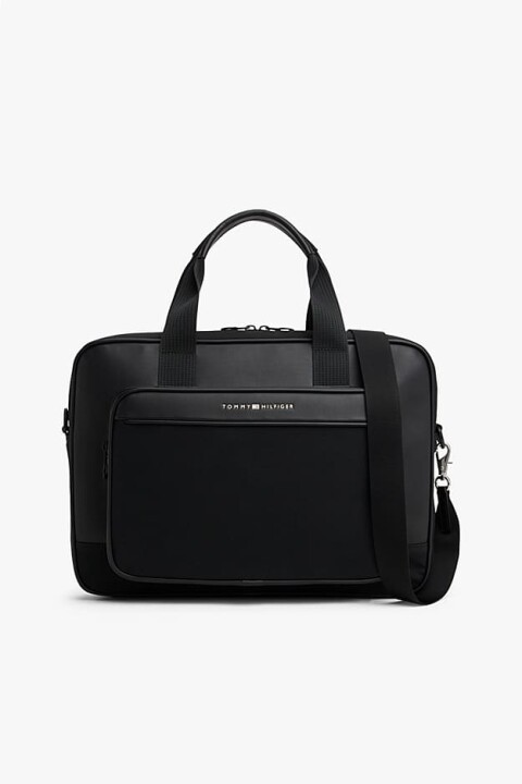 Erkek Üç Bölmeli Laptop Çantası - Siyah - Tommy Hilfiger