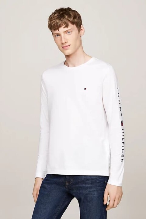 Erkek Uzun Kol T-Shirt - Beyaz 