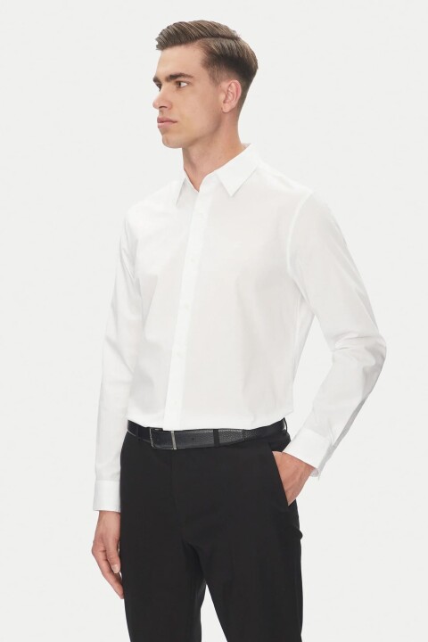 Erkek Uzun Kollu Klasik Kesim Gömlek - Beyaz - Calvin Klein