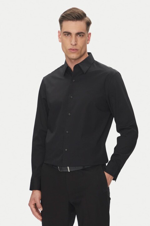 Erkek Uzun Kollu Klasik Kesim Gömlek - Siyah - Calvin Klein