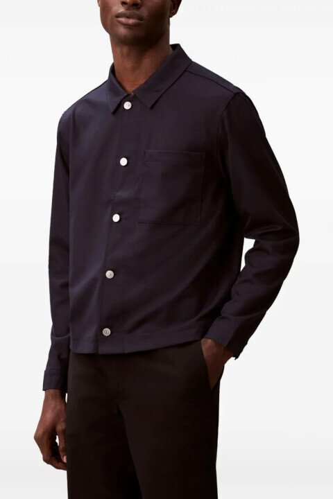 Erkek Viskoz Karışımlı Gömlek Yaka Ceket - Koyu Lacivert - Calvin Klein