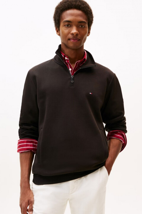 Erkek Yarım Fermuarlı Essential Sweatshirt - Siyah - Tommy Hilfiger