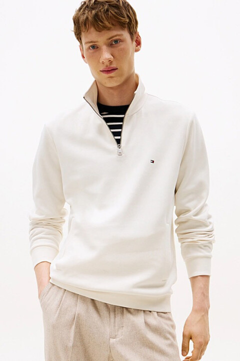 Erkek Yarım Fermuarlı Performans Sweatshirt - Ekru - Tommy Hilfiger