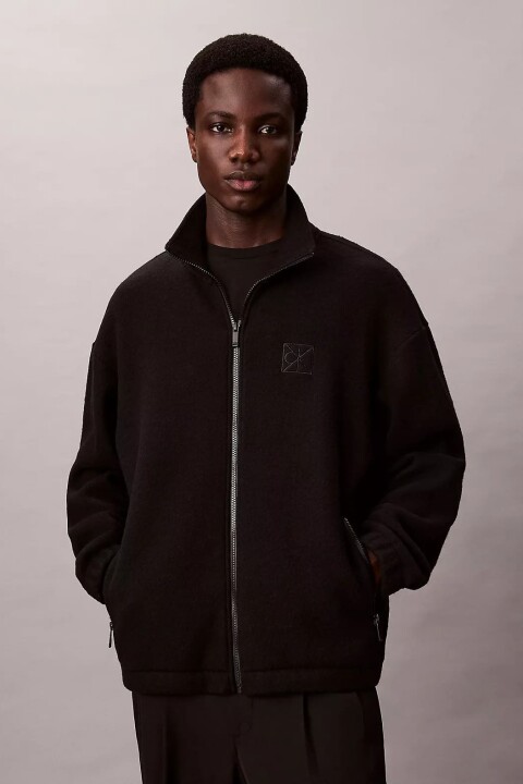 Erkek Yün Karışımlı Polar Ceket - Siyah - Calvin Klein