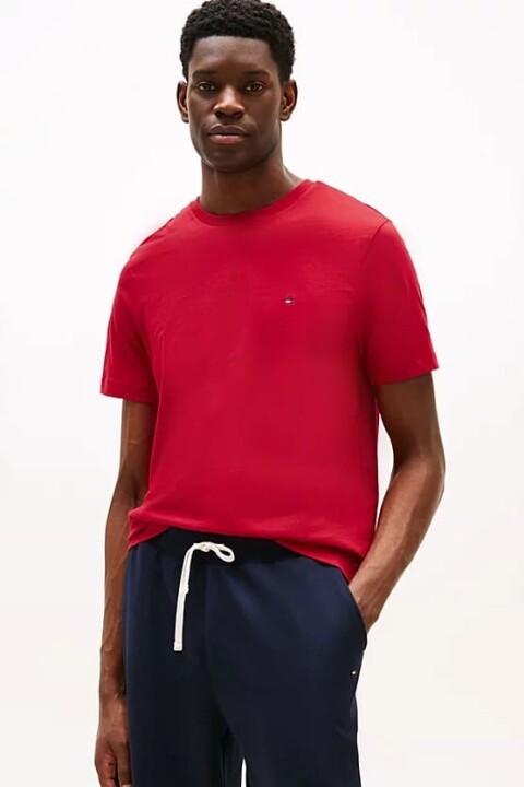 Erkek Yuvarlak Yaka T-Shirt - Kırmızı 