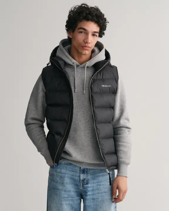 Erkek Regular Fit Kapüşonlu Yelek- Siyah - Gant