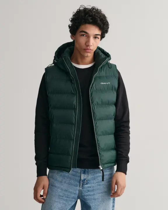Erkek Regular Fit Kapüşonlu Yelek-Yeşil - Gant