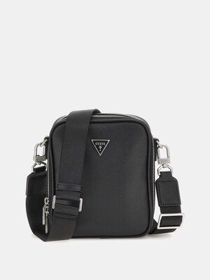 Certosa Saffiano Eco Mini Erkek Çapraz Çanta-Lacivert - Guess