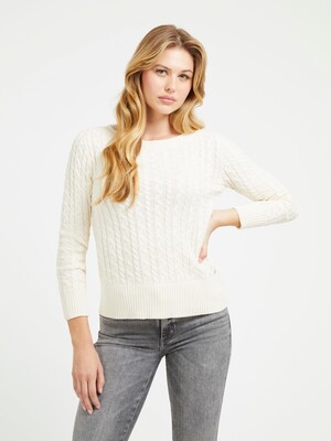 Halat Örgü Kadın Kazak-Ekru - Guess