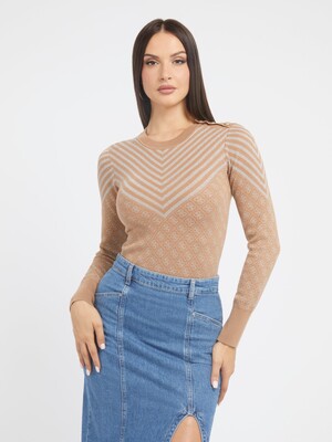 Kadın 4G Logolu Kazak-Kahverengi - Guess