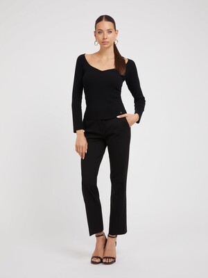 Kadın Kalp Yaka Kazak-Siyah - Guess