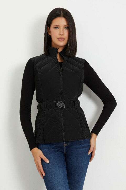 Kadın Kemerli Şişme Yelek-Siyah - Guess