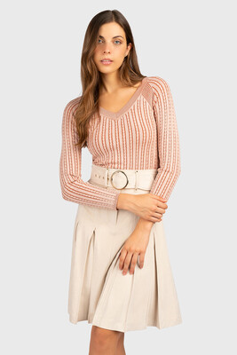 Kadın Örme V Yaka Kazak - Pudra Pembe - Guess