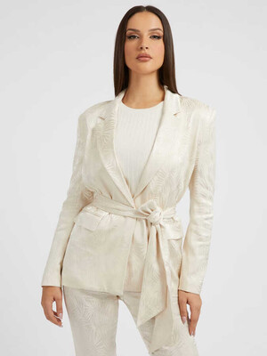 Kadın Kemerli Blazer Ceket W3Gn46Wejz0-Krem - Guess
