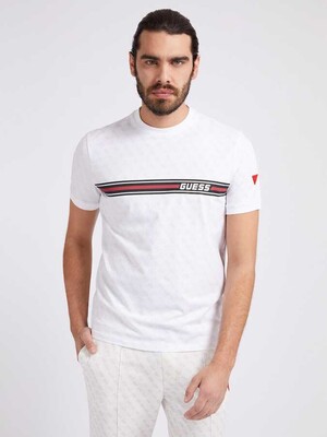 Tamamı Logolu Erkek T-Shirt-Ekru 