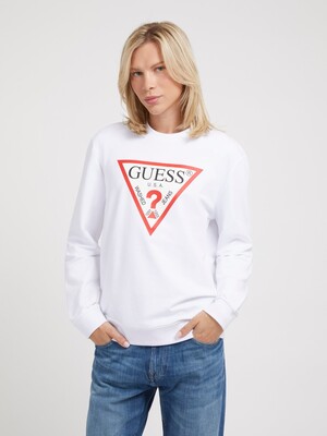 Üçgen Logolu Erkek Sweatshirt-Beyaz 