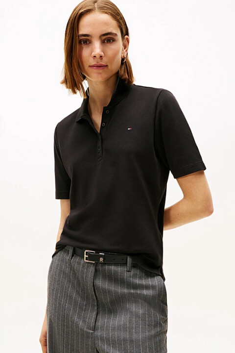 Kadın 1985 Regular Fit Polo Yaka Kısa Kollu Bayrak Logolu T-Shirt - Siyah - Tommy Hilfiger