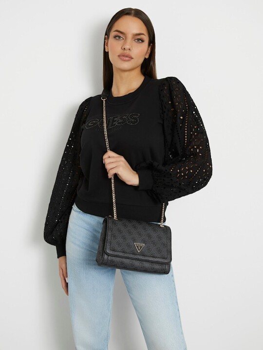 Kadın 4G Logolu Noelle Çapraz Omuz Çantası-Siyah 