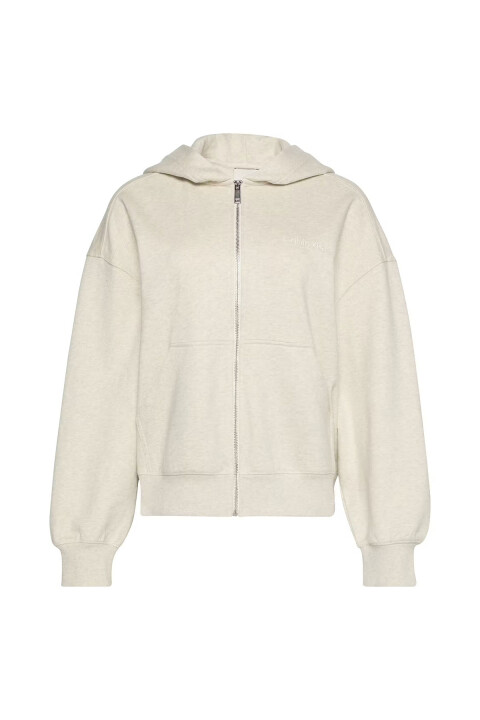 Kadın A Logo Emb French Kapüşonlu Fermuarlı Sweatshirt -Beyaz 