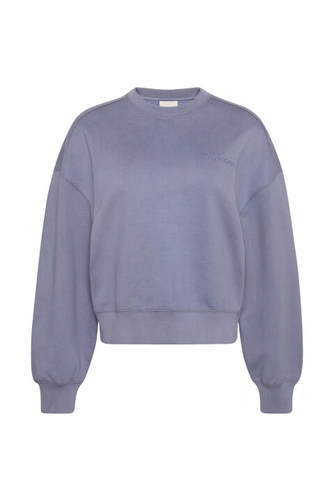 Kadın A- Logo Emb French Terry Crewneck Sweatshirt - Mavi 