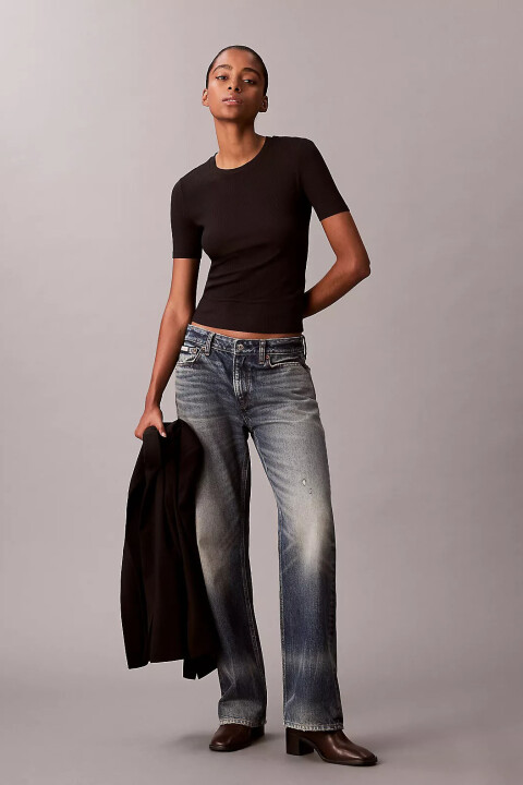 Kadın A- Modal Rib Tee (Essential) T-Shirt - Siyah - Calvin Klein